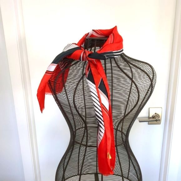 Vintage Symphony Scarfs Leonardi red and white made in Italy - Picture 4 of 11